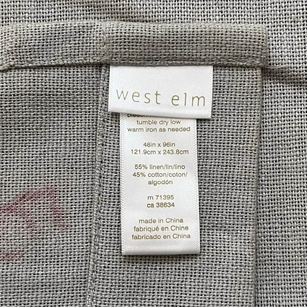 2 West Elm Gray Linen Blend Grommet Curtain Panels 48x96in